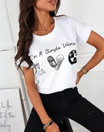 Дамска тениска в бяло с щампа - код 8383